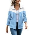 thumbnail image 7 of Hurxie Oversized Sweatshirt for Women Zip Up Bomber Jacket | Fall Fashion Casual Jackets, Long Sleeve, Athletic Sweatshirt Cardigan, Outerwear with Pockets Light Blue,XL, 7 of 7