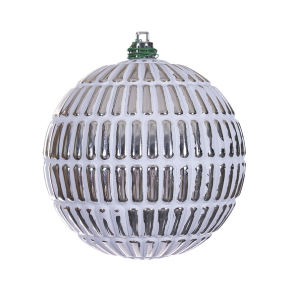 4" Champagne Etch Line White Brush Orn 6