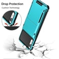 thumbnail image 5 of Case for iPhone XR Case 10R Wallet ID Slot Credit Card Holder Spring Pocket Scratch Resistant Dual Layer Protective Bumper Rugged TPU Rubber Armor Hard Shell Cover for iPhone XR 10R Light Blue, 5 of 14
