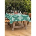 thumbnail image 2 of Outdoor Tablecloth with Umbrella Hole and Zipper, Teal Green Floral Rectangle Table Cloth 60x84 Inch Waterproof Tablecloth, Spring Flowers Modern Abstract Art Farmhouse Picnic Table Cover for Patio, 2 of 7