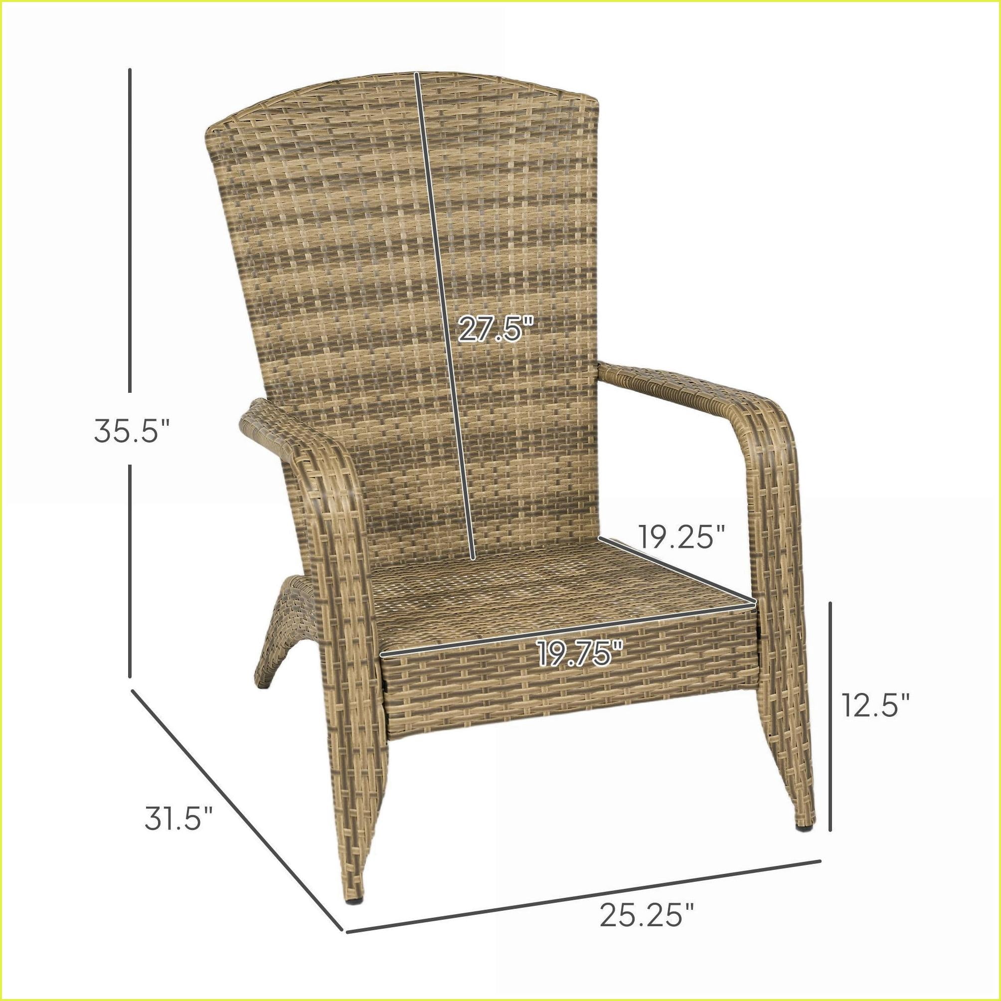 Outdoor Adirondack Chair with PE Rattan Wicker, Dark Blue Cushion | Patio Porch Pool | Dark Blue | Steel
