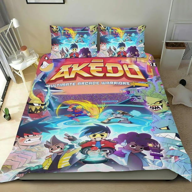 Akedo Ultimate Conjunto de sábanas temático, trío de piezas, cómodo y amigable con la piel, diseño único, regalo de decoración para el hogar para familiares, amigos y fans, 90 cm * 190 cm