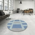 thumbnail image 4 of Ahgly Company Machine Washable Indoor Round Transitional Steel Blue Area Rugs, 4' Round, 4 of 7
