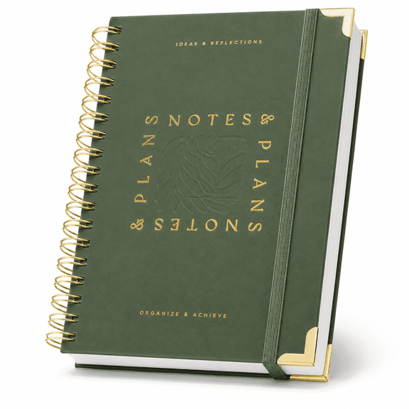 Undated Daily Planner with Hourly Schedule, 105-Day Spiral To Do List Notebook, Two-Page Daily Layout, 8.4" x 6.1", Dark Green