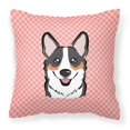 thumbnail image 1 of "Caroline's Treasures BB1255PW1818 Almohada decorativa de lona con diseño de tablero de ajedrez, color rosa Corgi, 18" x 18 ", multicolor Caroline's Treasures BB1255PW1818, 1 of 1
