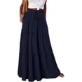 thumbnail image 2 of ZPQMNB Womens Boho Maxi Skirt,Ruffled Maxi Skirt,High-Waisted Belted Folds Long Skirt With Pockets，Suitable For Beach Vacation, 2 of 5