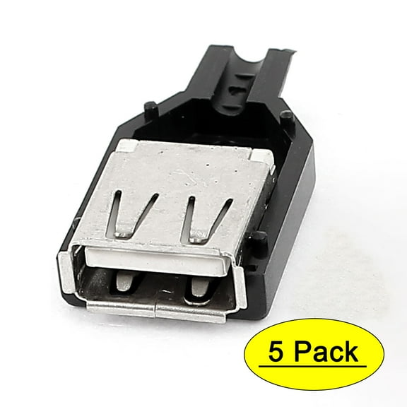 5PCS USB 2.0 Type A Female Socket Adapter Connector w Plastic Cover for DIY