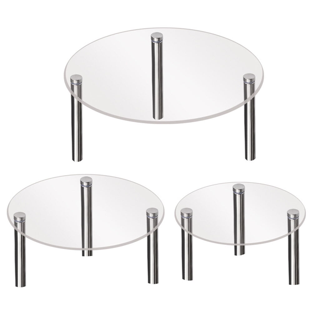 3Pcs Desktop Cake Holder Transparent Cake Tray Multifunction Dessert