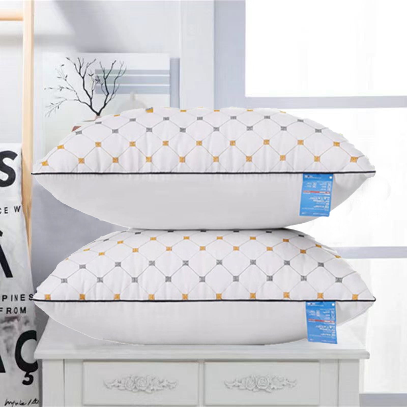 Gecau Clearance Memory Foam Pillows, Firm Pillow, Hotel-Grade Pillow Core Soft and Supportive Down Bed Pillow Suitable for Back Side and Stomach Sleepers Made of Skin-Friendly Cotton Fabric