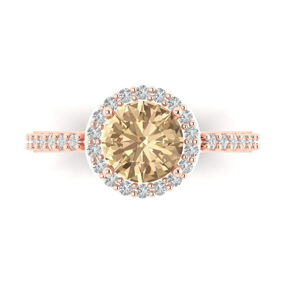 Clara Pucci 14K Rose Gold 1.86ct YellowMoissanite Halo Ring for Women
