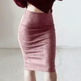 thumbnail image 3 of Mrat Pencil Skirt for Women Full Length Suede Skirt Womens Midi Skirt With Split Deerskin Velvet Half Length Full Wrap Hip Skirt Skirt With High Waist And Buttocks Pink S, 3 of 4