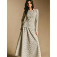 thumbnail image 5 of Women's Boat Neck Long Sleeve Button Front Tiered Midi Dress Elegant Casual Dress, 5 of 5
