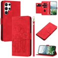 thumbnail image 1 of For Samsung Galaxy S22 Ultra 5G Case Tulip Leather Phone Cover with 5 Card Slots Wallet - Green, 1 of 5