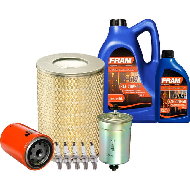 Kit De Afinación Con Aceite 20W50 Mineral, Bujías Platino, Filtro De Aire, Filtro De Aceite Y Filtro De Combustible 10 Piezas Compatible con Volkswagen Transporter L5 2.5L DE 1992 A 1993