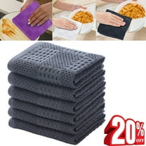 Bxaolu 6 Pack Kitchen Towels and Dishcloths Sets, Cotton Soft Highly Absorbent Dish Towels for Kitchen,Washing Dishes,13.38 x 13.38 Inches, Gray