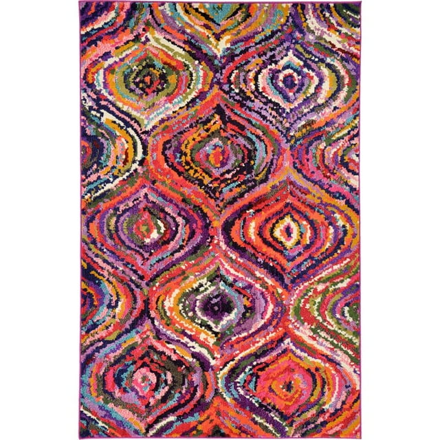 Unique Loom Tapis de Dégradé Géométrique Estrella 5' x 8' Rectangle Multi/rose