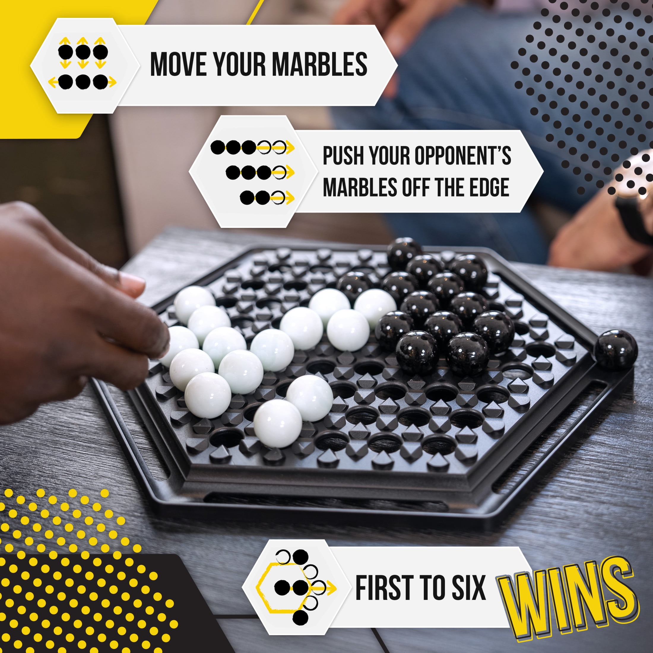 Abalone Marble Strategy Game Classic 2-Player Game for Ages 8+