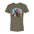 thumbnail image 2 of Wild Bobby Rainbow Painted Manatee Dean Russo Design Animal Lover Men Premium Tri Blend Tee, Military Green, X-Large, 2 of 6