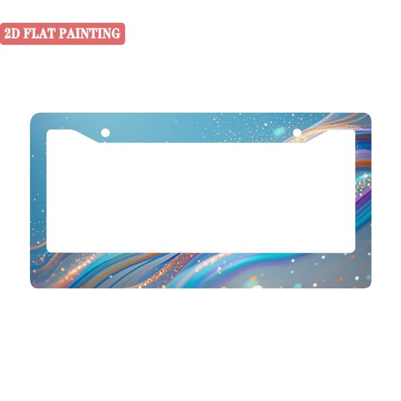 1Pack License Plate Frames with Blue Rainbow Flowing Streamer Glitter Sparkle Pattern Includes Screws & Caps Full Accessories Included Size 6.3x12.2inch(16x31cm)