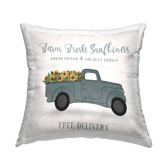 Stupell Industries Fresh Sunflowers Floral Rustic Pickup Truck Design by Natalie Carpentieri Throw Pillow