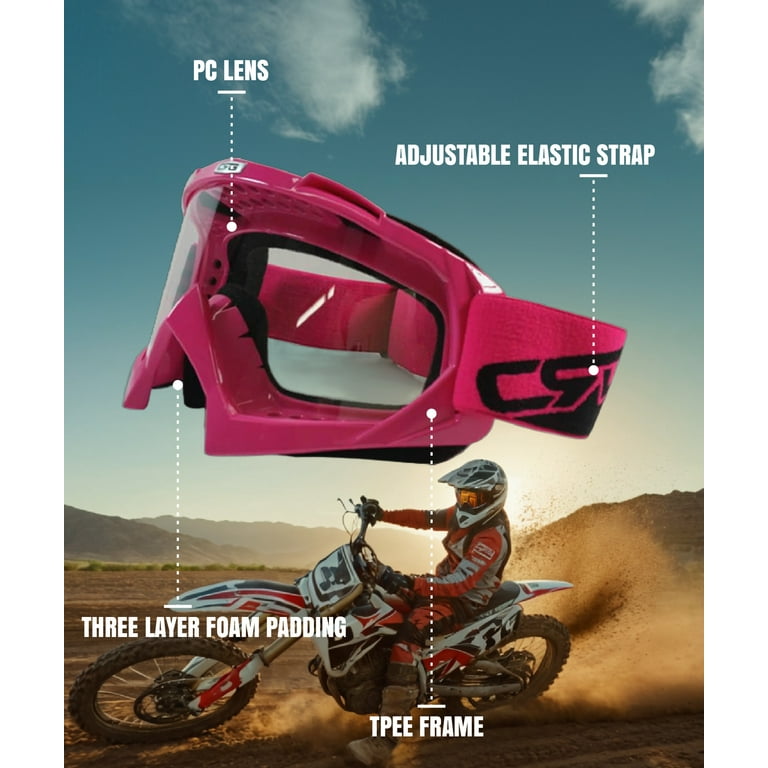 crg sports atv 6 motocross motorcycle helmet CRG Sports Motocross ATV Dirt Bike Off Road Racing Goggles ORANGE T815-7-6  T815-7-6 - Parent (Multi-Color Lens Red Frame)