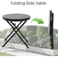 thumbnail image 4 of VibrantEcho Outdoor Side Tables - Folding Patio End Table with Tempered Glass Tabletop, Portable Bistro Coffee for Porch Yard, Balcony, Garden, Deck, Poolside, Black, 4 of 14