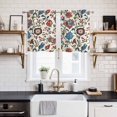 thumbnail image 2 of Boho Floral Kitchen Curtains Small Short 39 Inch Length, Blue Red Flower Vintage Petals Branch Leaf Grommet Bedroom Living Room Curtains, Light Filtering Cafe Curtain Drapes 2 Panels Set 55''x39'', 2 of 9