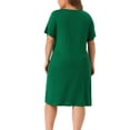 thumbnail image 3 of Agnes Orinda Tallas grandes de mujeres camisones de encaje con cuello en V y mangas cortas pijamas vestido de dormir 4X verde oscuro, 3 of 6