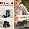 thumbnail image 7 of Case for Samsung Galaxy Z Flip 3 with Wrist Strap, Luxury Soft PU Leather Hard PC Shell for Women Men Ultra Thin Slim Durable Shockproof Protective Cover for Galaxy Z Flip 3 5G Black, 7 of 7