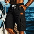 thumbnail image 2 of Men's Quick-Dry Cargo Shorts - Multi-Pocket Casual Beach Shorts - Relaxed Fit Drawstring Walking Shorts for Summer Outdoor & Hiking Black L, 2 of 7
