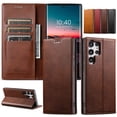 thumbnail image 5 of Dteck for Apple Samsung Galaxy S25, Shockproof Flip Wallet PU Leather Magnetic Protective Cover with RFID Blocking 3 Card Slots Stand TPU Interior Case, Brown, 5 of 5