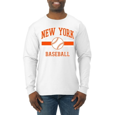 Wild Bobby City of New York Baseball Fantasy Fan Sports Men s Long Sleeve T-Shirt White Small