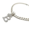 thumbnail image 2 of iJewelry2 Kings and Queens Crowned Initial Letter B Crystals Pendant Silver-tone Cuban Linked Chain Necklace, 2 of 3