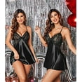 thumbnail image 3 of Women's Underwear V-neck Pajamas Satin Pajamas Lace Pajamas Mini Underwear, 3 of 4