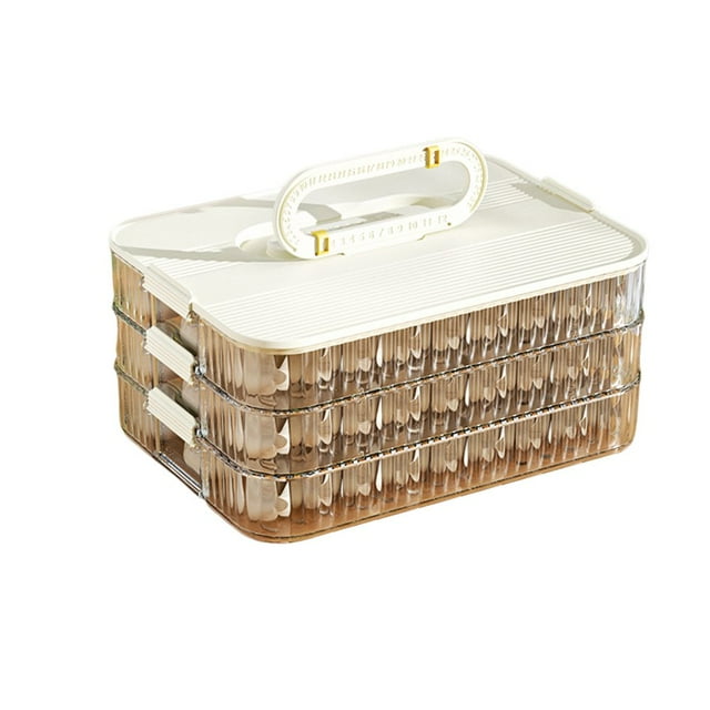 Preservation Box High Capacity Good Sealing Moisture-Proof Anti-stick 3D Frosted Bottom Food Organizer Timekeeping Quick Froze Dumpling Storage Box for Kitchen