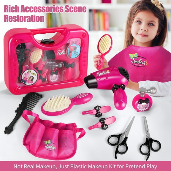 1 Set Girls Beauty Salon Playset - Realistic Hair Styling, Makeup, Art Pretend Play Toy for Kids, Perfect for Role-Playing and Dress-Up Games