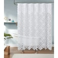 thumbnail image 2 of WARM HOME DESIGNS Luxury Lace Shower Curtain with Attached Valance and Elegant Tassels. MSH White 72, 2 of 5