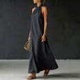 thumbnail image 4 of YuXingFu Mother Of The Bride Dresses for Women Maxi Crew Neck Plus Size Womens Dress Sleeveless with Pocket Long Casual Summer Black S, 4 of 5