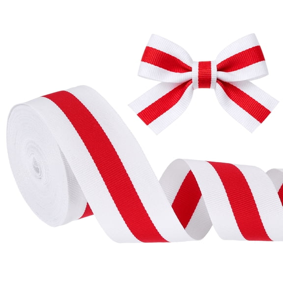 Uxcell 1-5/8 Inch 10 Yards Striped Grosgrain Ribbon, Red and White Fabric Ribbon 40mm Double Sided for Cheerleading DIY Craft Gift Wrapping Valentines Easter Party Anniversary