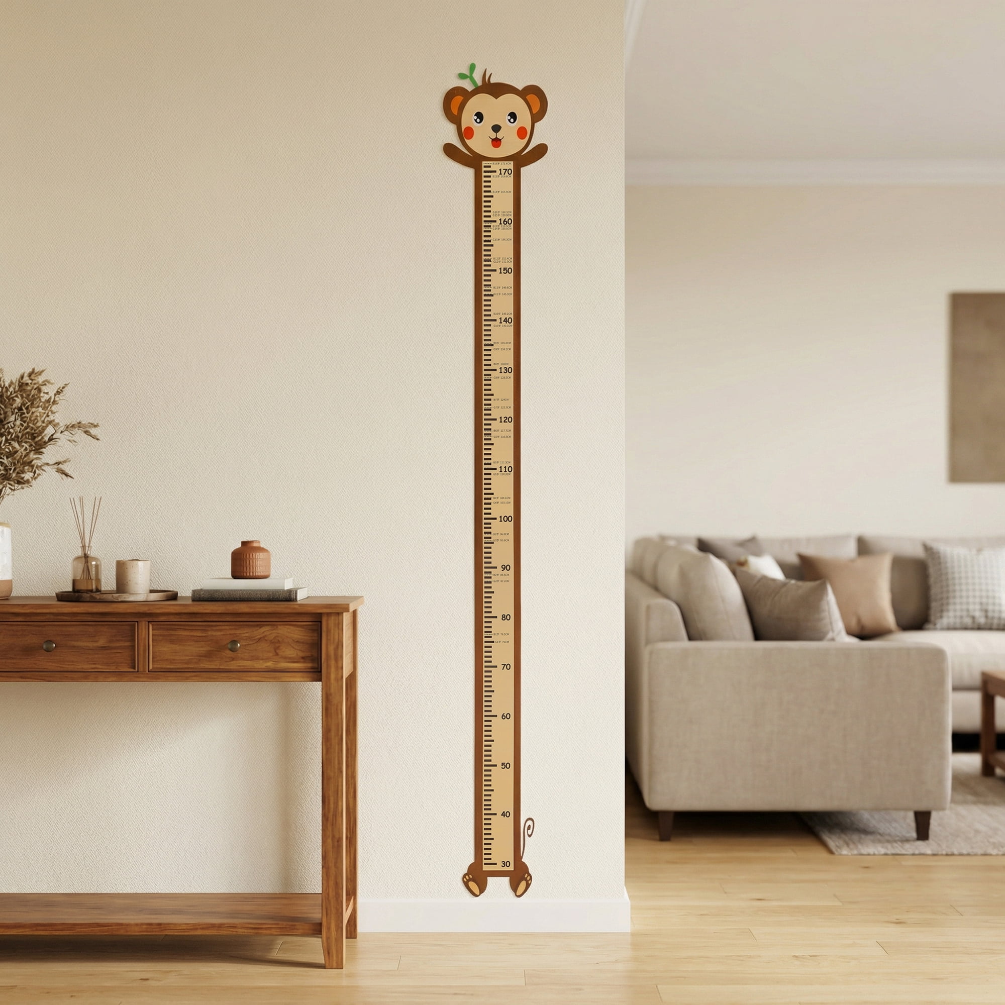 Unique Bargains Cartoon Animals Height Chart Sticker Brown 66.1" x 8.3"