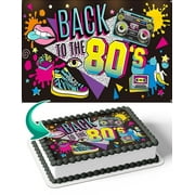 Back To 80s Edible Image Cake Topper Personalized Birthday Sheet Decal Banner 1/4 Sheet