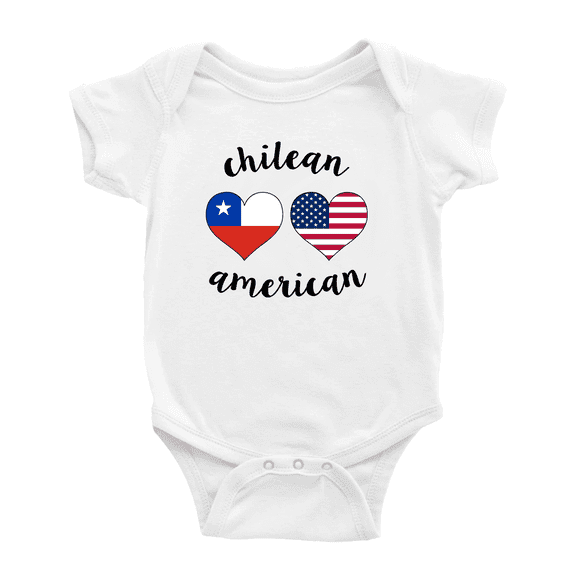 Chilean American Flag Two Hearts Baby Bodysuit Baby Clothes (White, 6-12 Months)