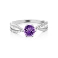 thumbnail image 2 of Gem Stone King 925 Sterling Silver Purple Amethyst Infinity Ring for Women (0.94 Cttw, Round 6MM, Gemstone Birthstone, Available in Size 5, 6, 7, 8, 9), 2 of 4