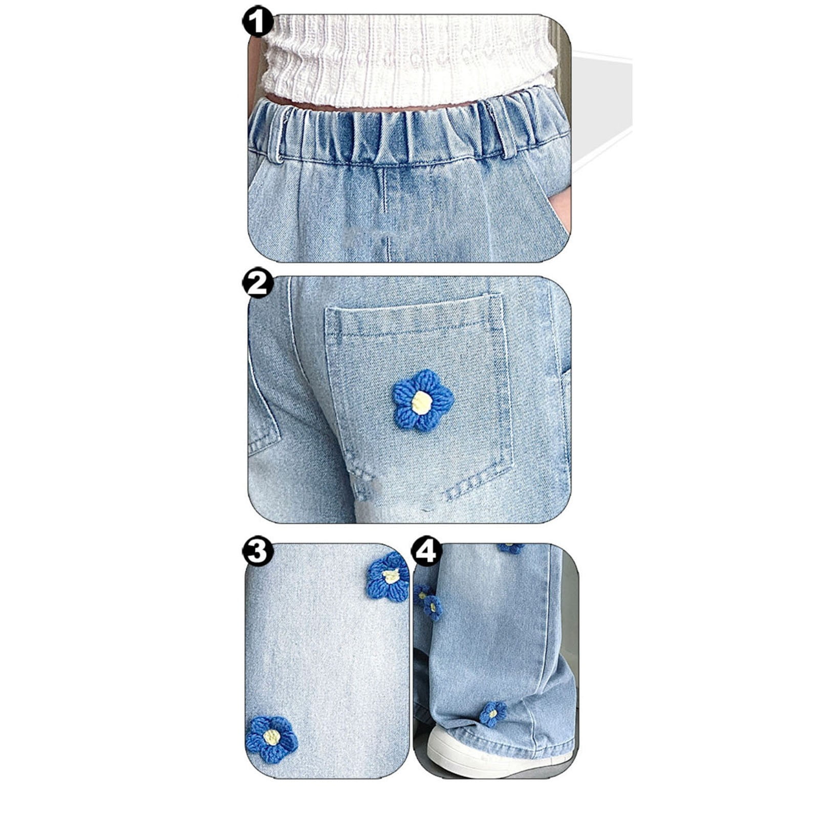 Karoyedx Teen Jeans Girls Baggy Jeans Wide Straight Leg High Waisted Denim Pants Fashion Y2k Boyfriend Skater Streetwear Blue Size,12-13 Years