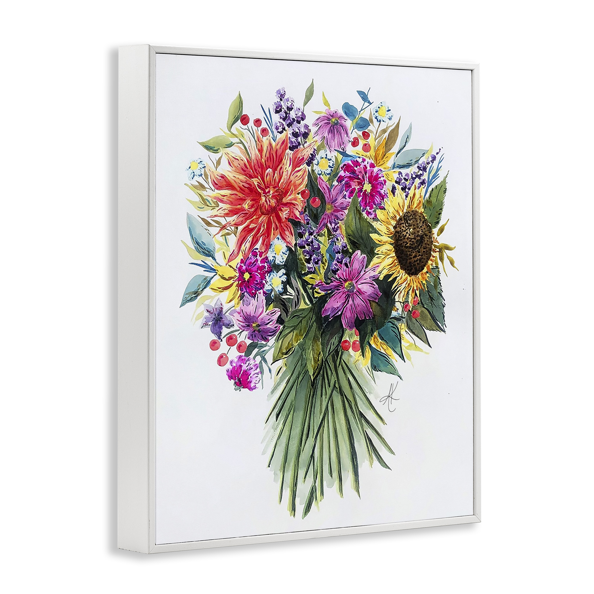 Stupell Industries Bright Wildflower Bouquet Botanical & Floral Painting White Framed Art Print Wall Art, 24 x 30