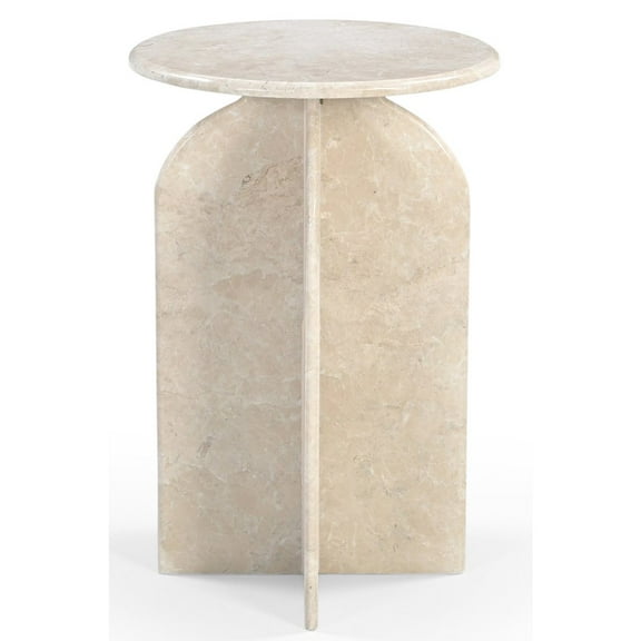 Arden Side Table in Modern Light Cream Italian Marble