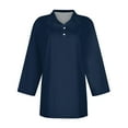 thumbnail image 3 of Mohiass Long Sleeve Polo Shirts for Women 2024 Winter Fall Tops Button V Neck Business Casual Collared Shirts Dressy Blouses Navy 2XL, 3 of 4