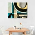 thumbnail image 2 of Acheng  Abstract Wall Art Geometric Circle Block Painting Modern Teal Yellow Brown Picture for Bedroom Living Room Bathroom Home Office Decor Ready to Hang (Teal) 16x12in, 2 of 6