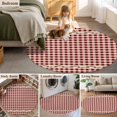 thumbnail image 5 of Round Area Rugs Collection 5 Ft, Western Texas Star Retro Non-Slip Residential Carpet, Country Vintage Red Beige Plaid Indoor Crawling Mats Runner Rugs for Living Room/Dining Room/Bedroom, 5 of 8