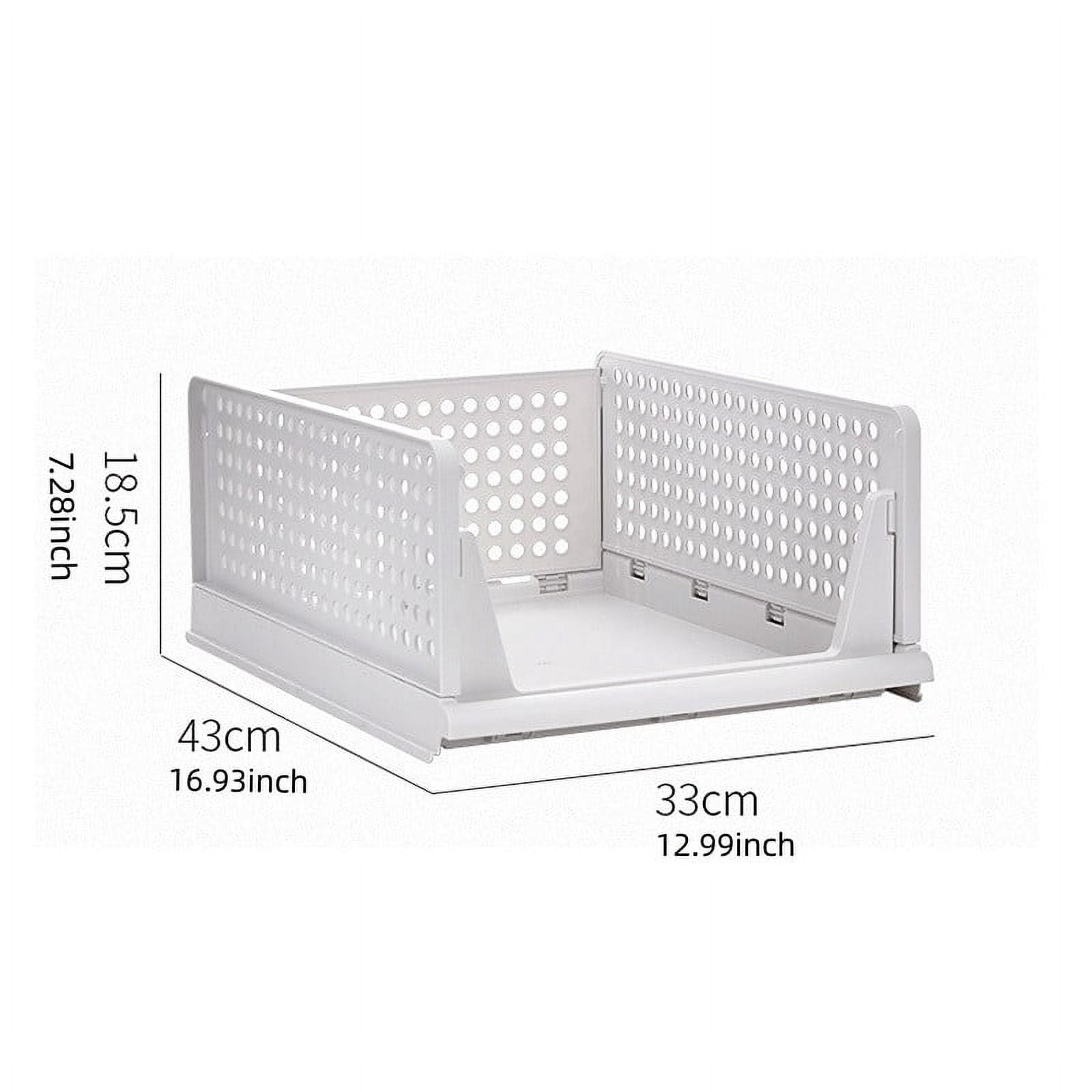 Folding Closet Organizers Storage Box, 4 Count Stackable Storage Basket, Closet Organizers and Storage Drawer Shelf Storage,for Wardrobe Cupboard Kitchen Bathroom Office, 4L